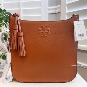 Tory Burch Thea Web Large Shoulder Bag Moose Size OS, Luxury, Bags &  Wallets on Carousell